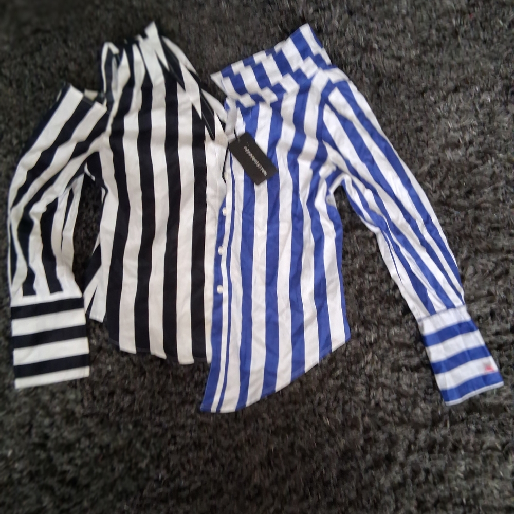Walter Baker Kids Striped Shirt - Black and Blue